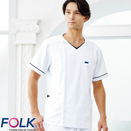 ◎商品名：メンズジップスクラブ◎メーカー：FOLK(フォーク)◎品番：1016EW-7◎カラー：7 ホワイト×ネイビー◎サイズ：S、M、L、LL、BL、4L◎商品説明：ネイビーの配色が爽やかで清潔感の