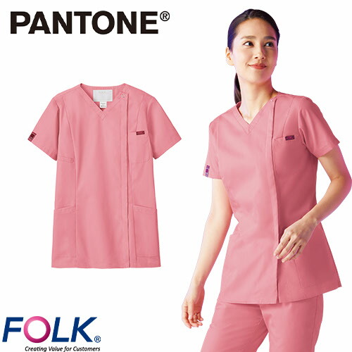 ◎商品名：PANTONE レディスジップスクラブ◎メーカー：FOLK(フォーク)◎品番：7062SC-3◎カラー：3 ピンク◎サイズ：SS、S、M、L、LL、EL、4L◎商品説明：大人気PANTONE